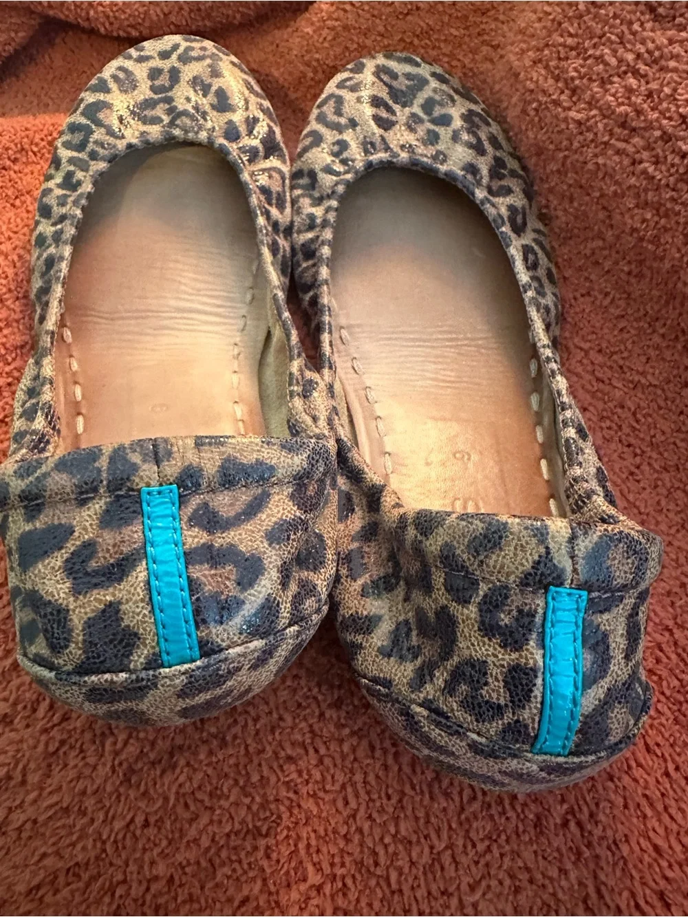 Tieks Leopard Print Ballet Flats with Turquoise Insole